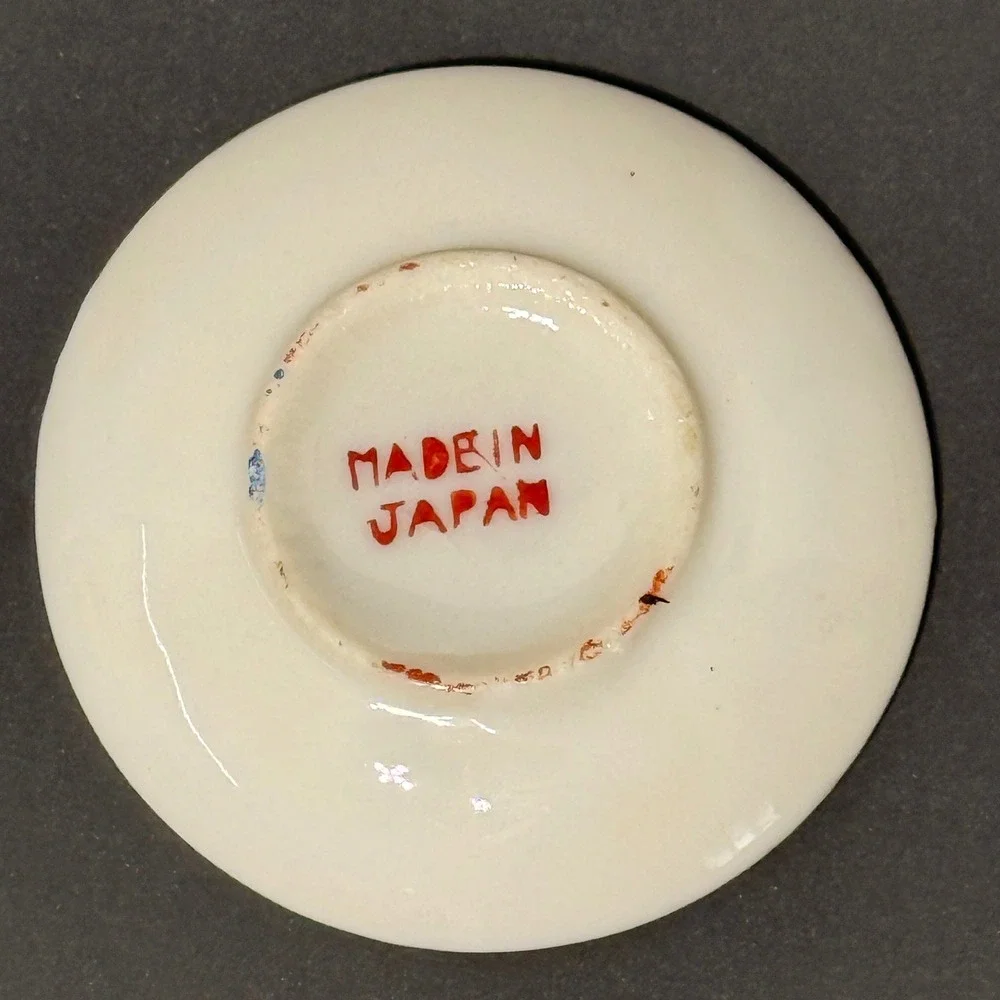 Vintage Made in Japan Miniature Porcelain Floral Dish Hand Painted Blue Flowers